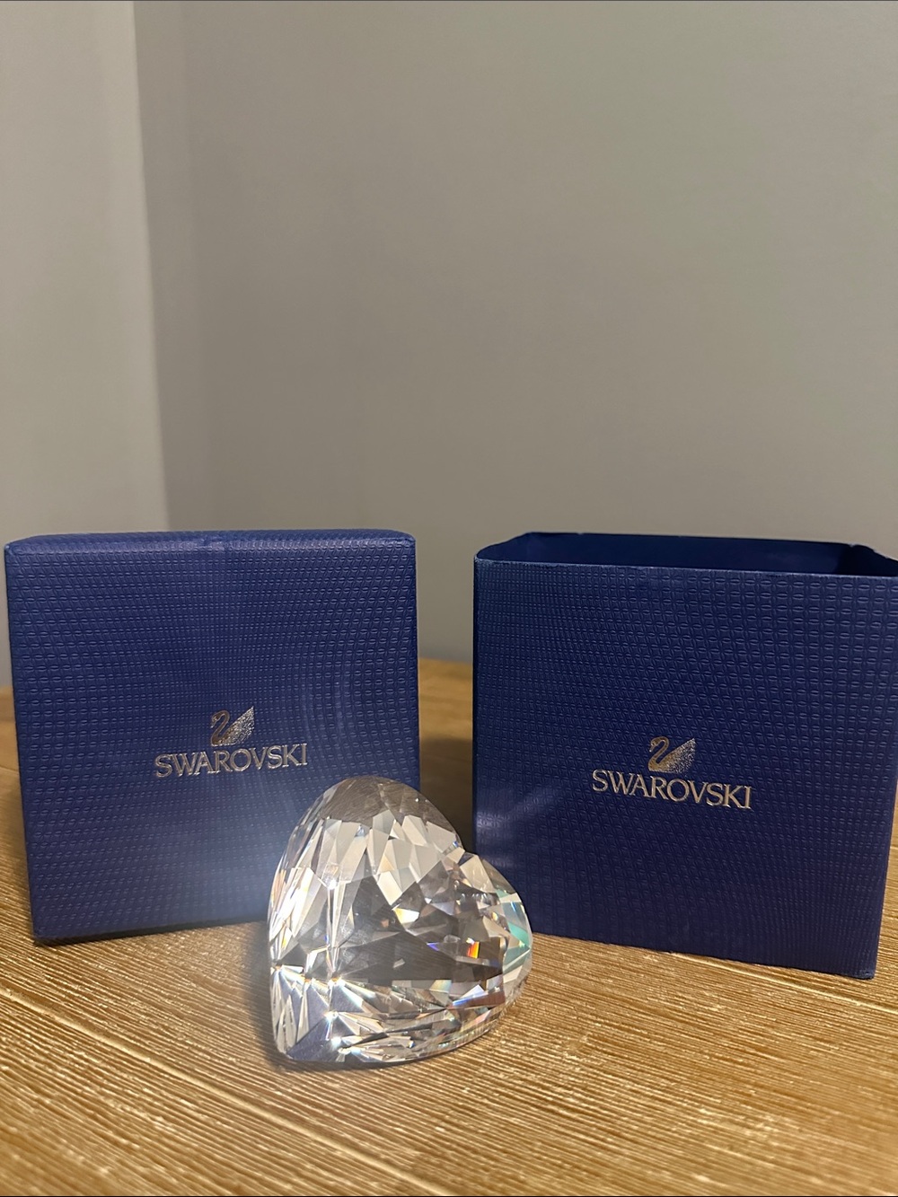 Swarovski Clear Crystal Heart with Blue Branded Box